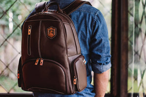 Genuine Leather Laptop Backpack NW072A-IC Chestnut